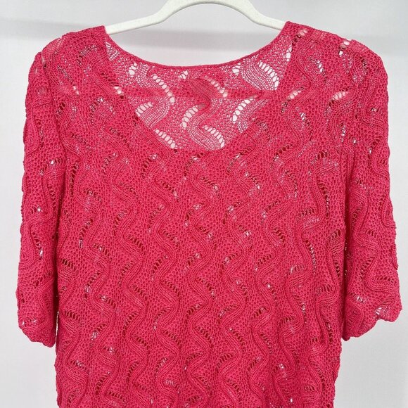 Dressbarn Women's Pink Crochet Knit Short Sleeve Top Coverup Size 2X - Picture 4 of 9
